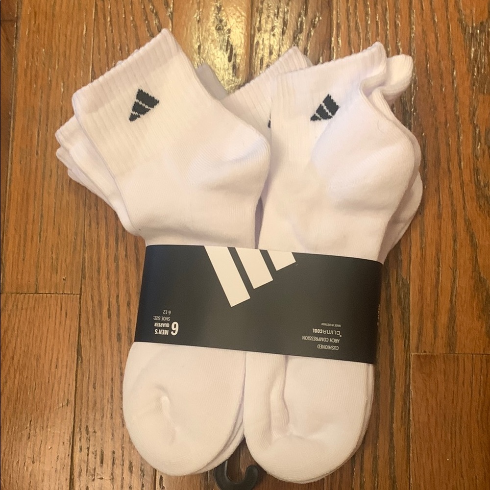 Adidas White Athletic Ankle Socks with Cushioning